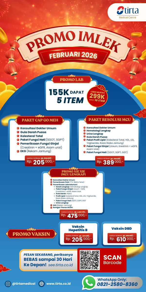 PROMO Medical Check Up (MCU) Lengkap, Cek Lab, Vaksin Hepatitis B, Vaksin DBD, Vaksin Herpes Zoster - Mobile