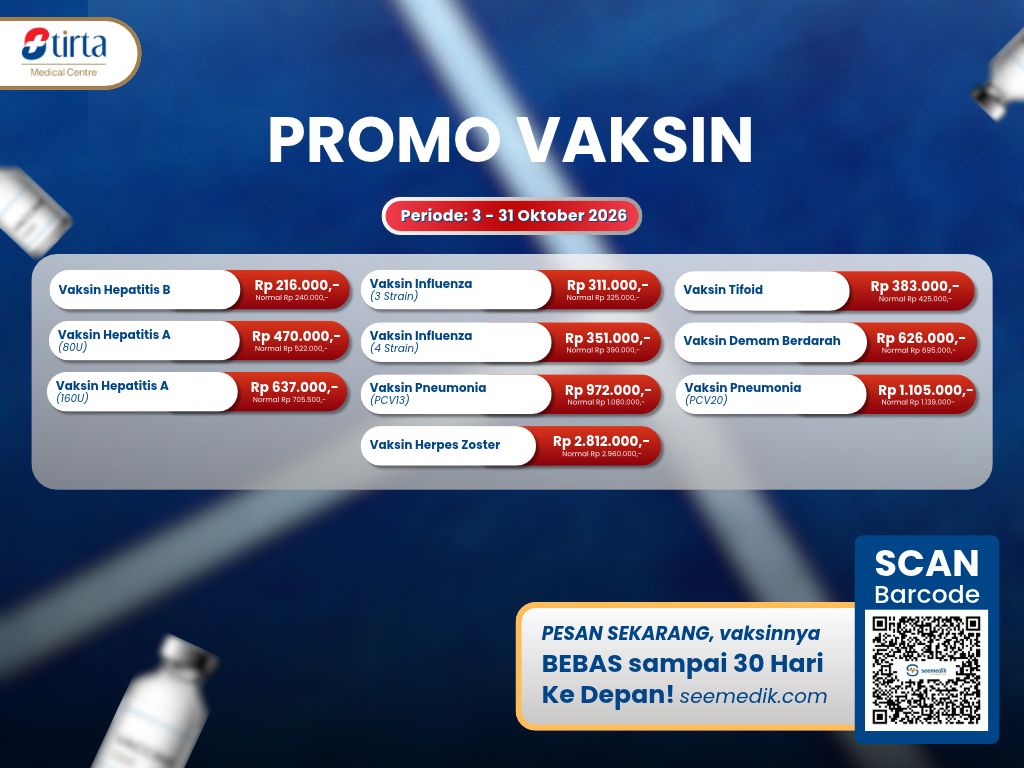 PROMO Vaksin Influenza, Hepatitis B, DBD, Herpes Zoster, Pneumonia, & Tifoid – Oktober 2026